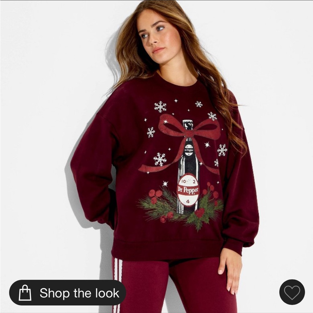 Women's Dr Pepper Bow‎ Fleece Graphic
Sweatshirt - Burgundy